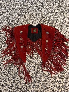 Vintage Chasser Genuine Leather Fringe Poncho
